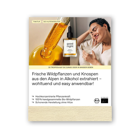 Info-Aufsteller mit Holzfuß (Tinktur & Räucherbündel)
