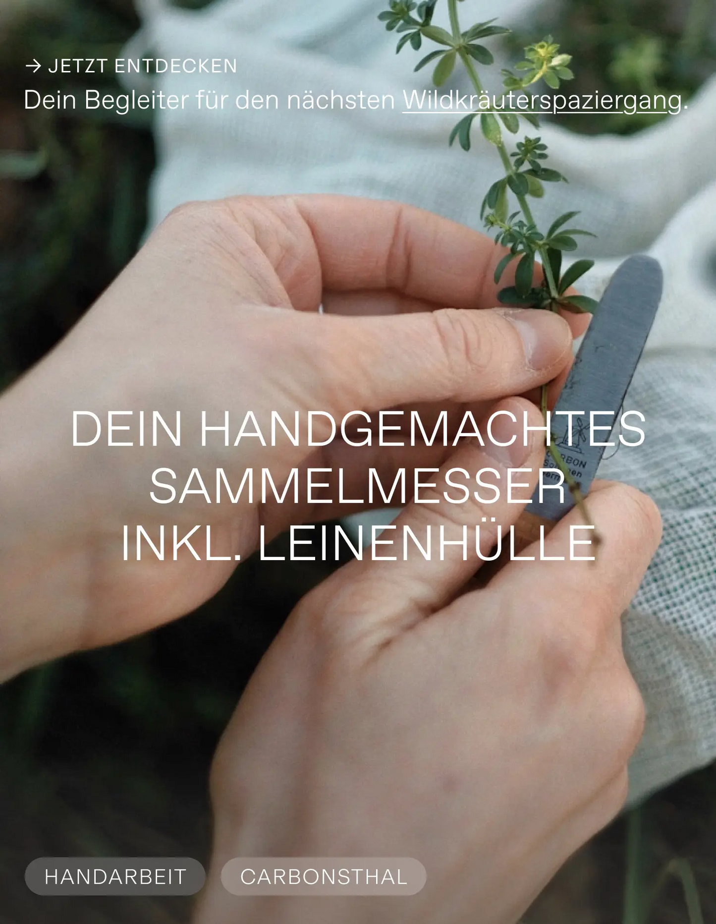 Kräutermesser mit Leinenhülle